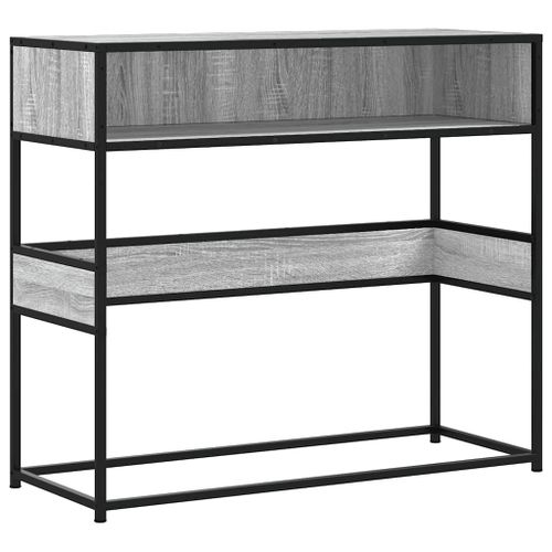 Table console sonoma gris 90x35x80 cm bois d'ingénierie - Photo n°2; ?>