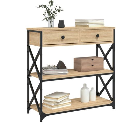 Table console style industriel Kolima L 75 cm – Bois et métal noir - Photo n°2; ?>