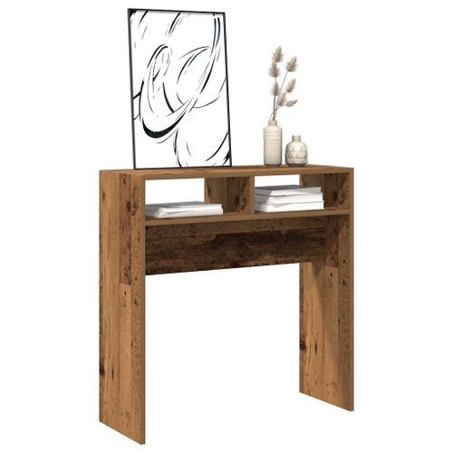 Table console vieux bois 78x30x80 cm bois d'ingénierie - Photo n°3; ?>