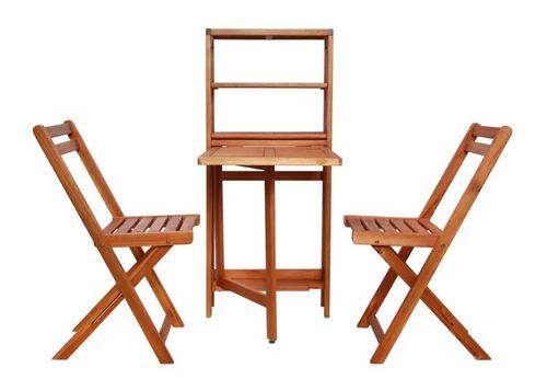 Table convertible et 2 chaises de jardin acacia clair Napoli - Photo n°2; ?>