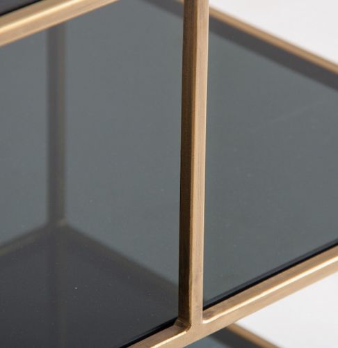 Table d'appoint 3 plateaux crystal noir et métal doré Zelli - Photo n°3; ?>
