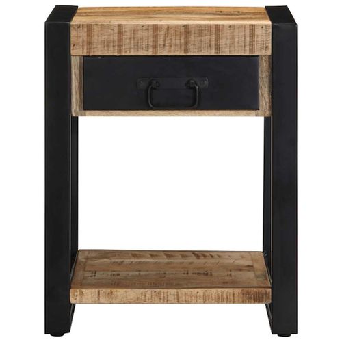 Table d'appoint 40x40x50 cm bois massif de manguier brut - Photo n°2; ?>