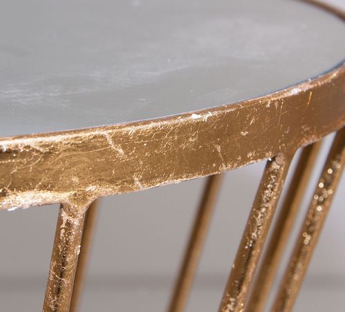 Table d'appoint art déco métal doré et plateau cristal Elmer - Photo n°2; ?>