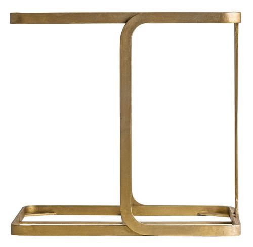 Table d'appoint art déco métal doré et plateau marbre blanc Anato - Photo n°2; ?>