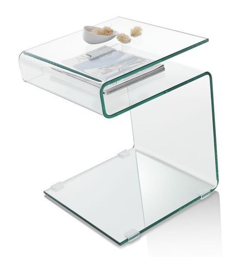 Table d'appoint avec porte-magazine verre transparent Oze - Photo n°2; ?>