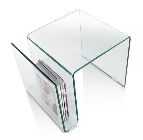 Table d'appoint avec porte-magazine verre transparent Oze - Photo n°3; ?>