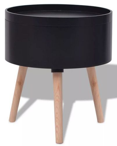 Table d'appoint avec rangement bois noir et pieds pin Oasis - Photo n°2; ?>