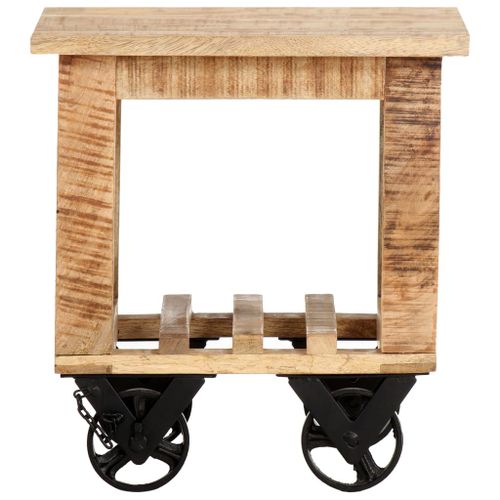 Table d'appoint avec roues 40x40x42 cm Bois de manguier brut - Photo n°2; ?>