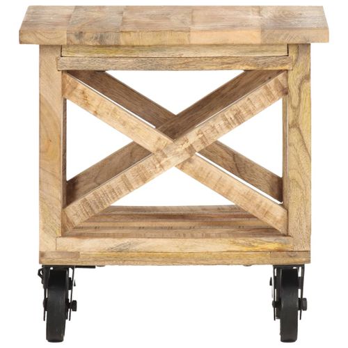 Table d'appoint avec roues 40x40x42 cm Bois de manguier brut - Photo n°3; ?>