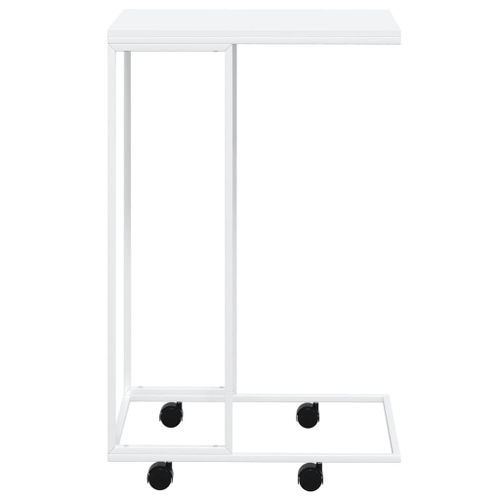 Table d'appoint avec roues Blanc 40x30x63,5cm Bois d'ingénierie - Photo n°3; ?>