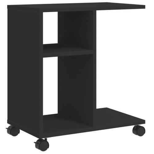 Table d'appoint avec roues noir 50x30x55 cm bois d'ingénierie - Photo n°2; ?>