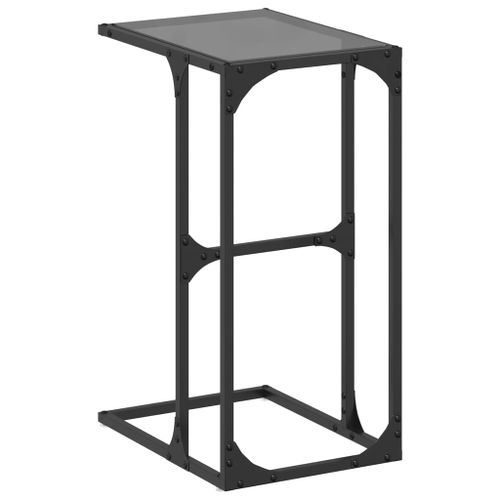 Table d'appoint avec verre noir 40x30x61,5 cm acier - Photo n°2; ?>