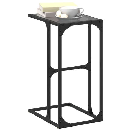 Table d'appoint avec verre noir 40x30x61,5 cm acier - Photo n°3; ?>