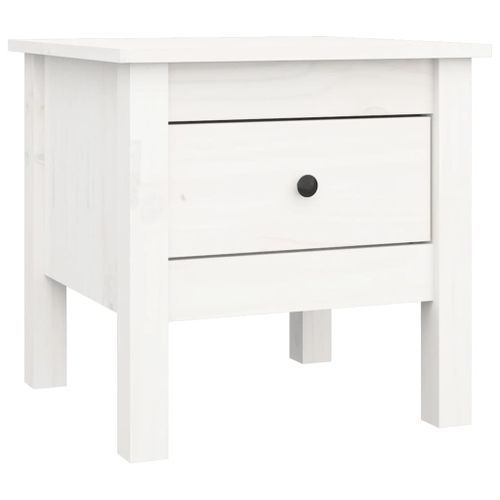 Table d'appoint Blanc 40x40x39 cm Bois massif de pin - Photo n°2; ?>