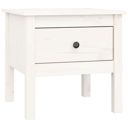 Table d'appoint Blanc 50x50x49 cm Bois massif de pin - Photo n°2; ?>