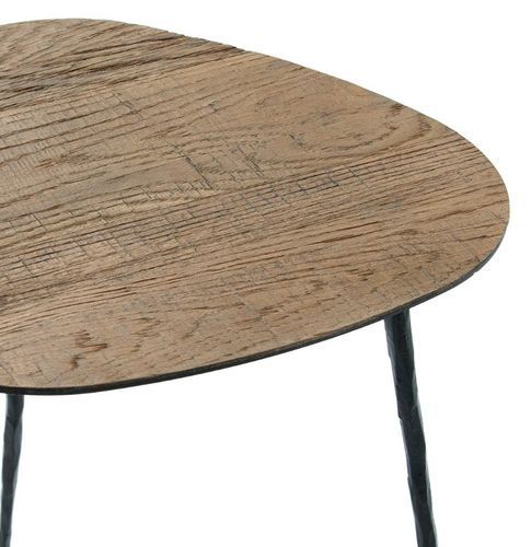 Table d'appoint bois clair et métal noir Loft - Photo n°2; ?>