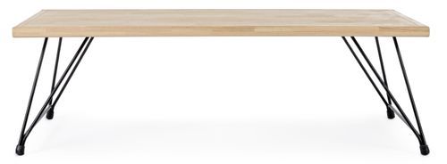Table basse en bois de l'hévéa blanchi et pieds acier noir Dino 120 cm - Photo n°2; ?>