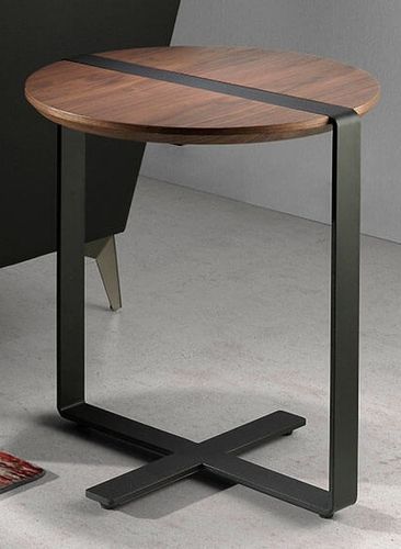Table d'appoint bois de noyer et pieds en acier noir Waly - Photo n°2; ?>