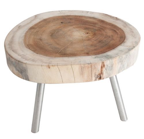 Table d'appoint bois de suar clair et métal argenté Paga - Photo n°2; ?>