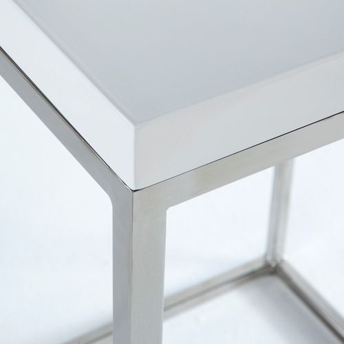 Table d'appoint bois et métal blanc Farid H 70 cm - Photo n°2; ?>