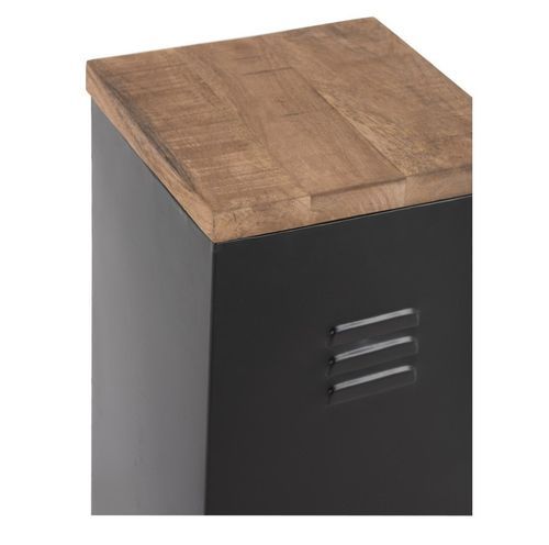 Table d'appoint bois massif foncé et métal noir Cintee - Photo n°2; ?>