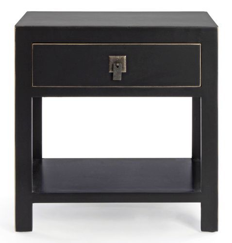 Table d'appoint bois MDF noir 1 tiroir Peno - Lot de 2 - Photo n°3; ?>