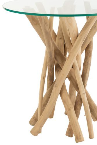 Table d'appoint branches teck naturel Gulli D 50 cm - Photo n°2; ?>
