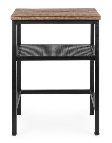 Table d'appoint carré acier noir et bois de manguier Rica 43 cm - Lot de 2 - Photo n°2; ?>
