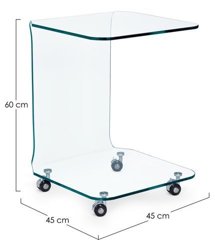 Table d'appoint carré verre transparent à roues Iris - Lot de 2 - Photo n°3; ?>