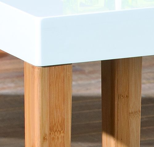 Table d'appoint carrée Bambou Blanc Lizy - Photo n°3; ?>