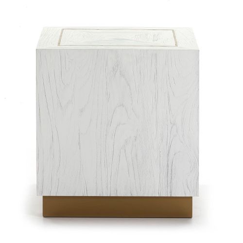 Table d'appoint carrée bois blanc et métal doré Klass - Photo n°3; ?>