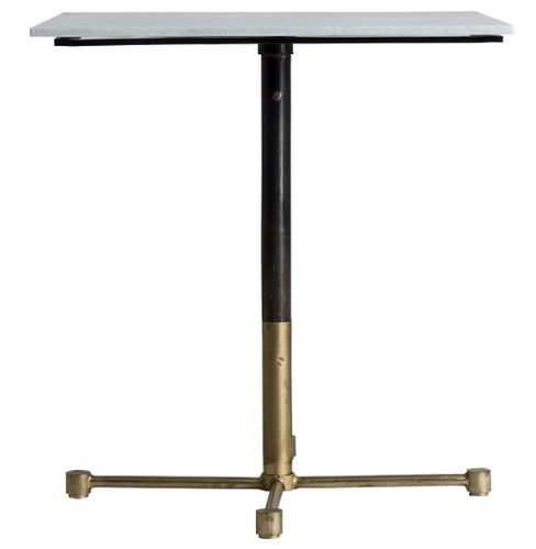 Table d'appoint carrée marbre blanc et pieds métal noir et doré Sacha - Photo n°2; ?>