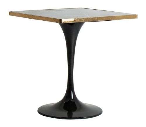 Table d'appoint carrée marbre noir et métal doré Nath - Photo n°2; ?>