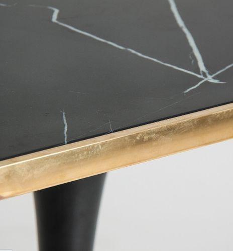 Table d'appoint carrée marbre noir et métal doré Nath - Photo n°3; ?>