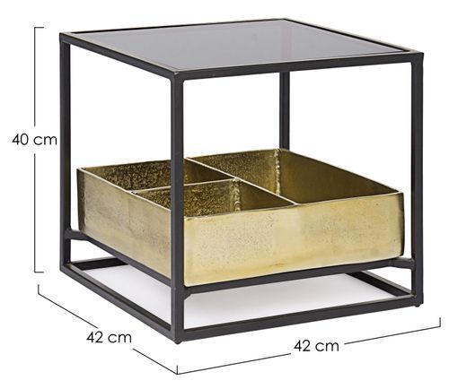 Table d'appoint carrée verre et acier bicolore Mirabel L 42 cm - Photo n°3; ?>