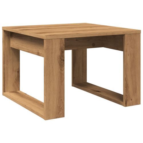 Table d'appoint chêne artisanal 50x50x35 cm bois d'ingénierie - Photo n°2; ?>