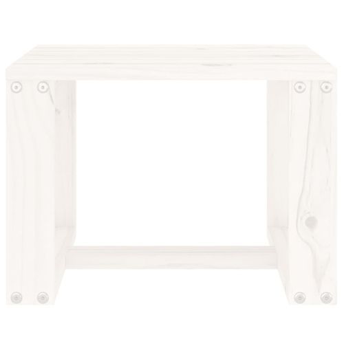 Table d'appoint de jardin blanc 40x38x28,5cm bois massif de pin - Photo n°3; ?>