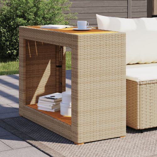 Table d'appoint de jardin dessus en bois beige 100x40x75 cm - Photo n°3; ?>