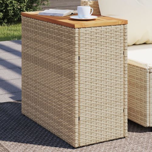 Table d'appoint de jardin dessus en bois beige 58x27,5x55 cm - Photo n°2; ?>