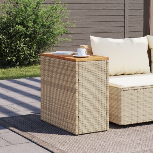 Table d'appoint de jardin dessus en bois beige 58x27,5x55 cm - Photo n°3; ?>