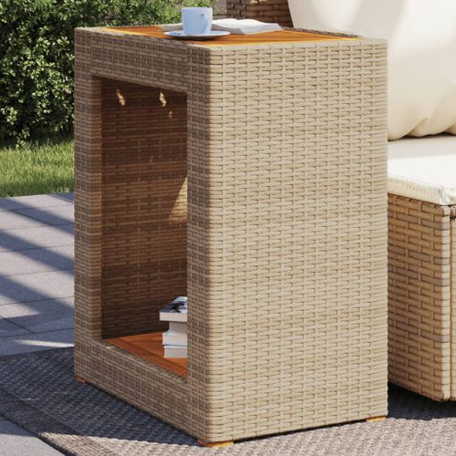 Table d'appoint de jardin dessus en bois beige 60x40x75 cm - Photo n°2; ?>