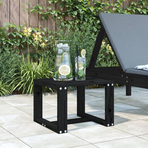 Table d'appoint de jardin noir 40x38x28,5 cm bois massif de pin - Photo n°2; ?>