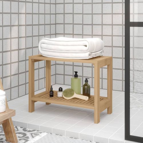 Table d'appoint de salle de bain 60x30x45cm bois de teck solide - Photo n°2; ?>