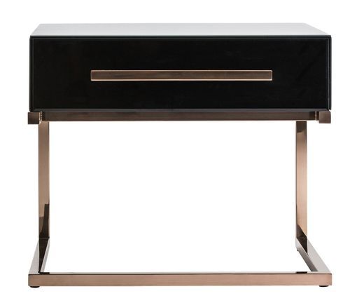 Table d'appoint design pieds acier doré et plateau miroir noir Oliva - Lot de 2 - Photo n°2; ?>