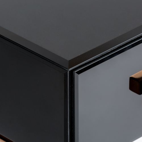 Table d'appoint design pieds acier doré et plateau miroir noir Oliva - Lot de 2 - Photo n°3; ?>
