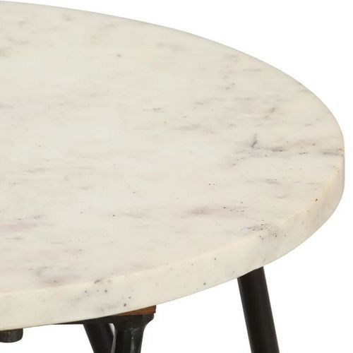 Table d'appoint effet marbre blanc et pieds métal noir Emis D 40 cm - Photo n°3; ?>