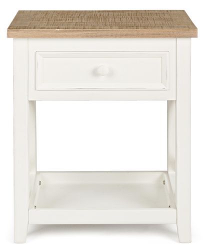 Table d'appoint en bois blanc 1 tiroir Elya - Lot de 2 - Photo n°2; ?>