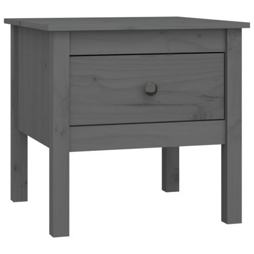 Table d'appoint Gris 50x50x49 cm Bois massif de pin - Photo n°2; ?>