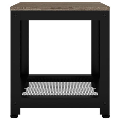 Table d'appoint Gris et noir 40x40x45 cm MDF et fer - Photo n°3; ?>