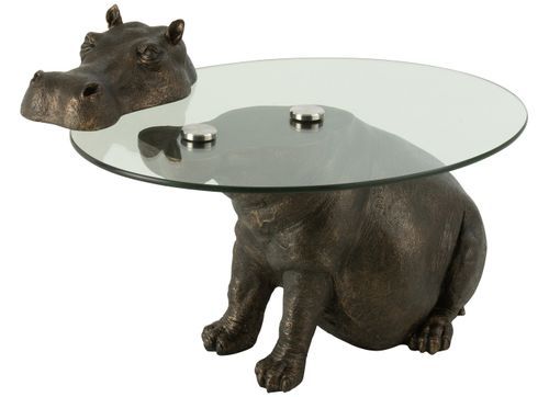 Table d'appoint hippopotame bronze Polia L 79 cm - Photo n°2; ?>